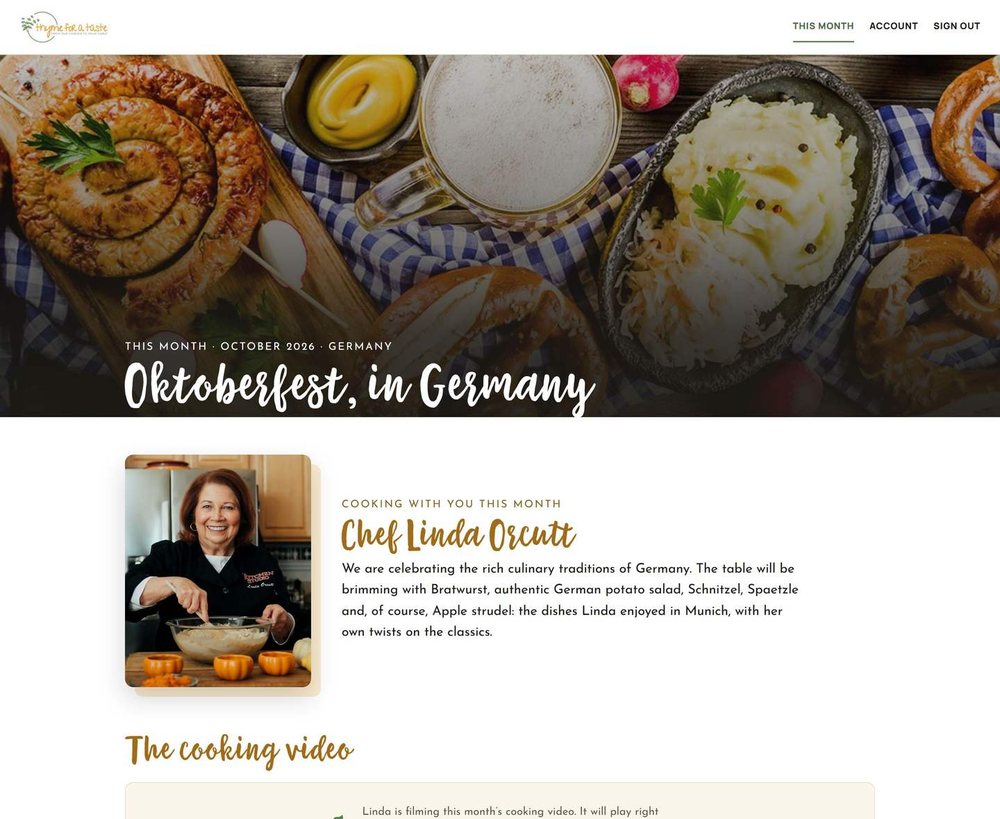 The October month page, with the cooking film at the top